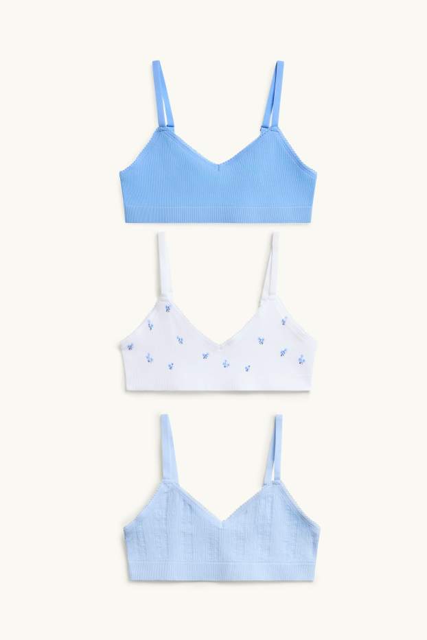 Kinder Mädchen - Multipack 3er - Bustier - hellblau