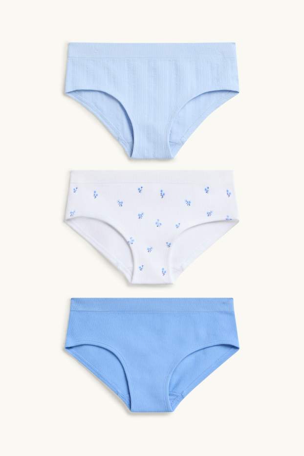 Kinder Mädchen - Multipack 3er - Hipster - blau / weiß
