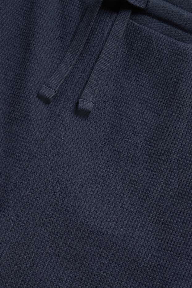 Hommes - Pyjashorts - finition texturée - bleu foncé