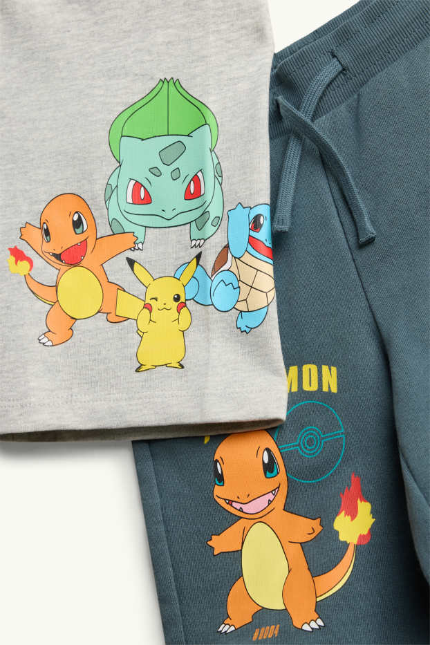 Enfants garçons - Lot de 2 - Pokémon - shorts en molleton - gris clair