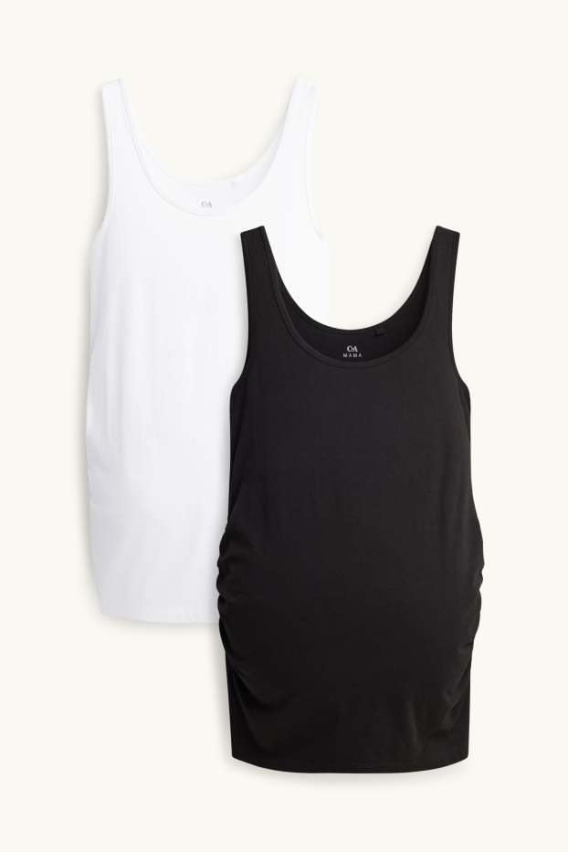 Femmes - Lot de 2 - débardeurs de grossesse - blanc / noir