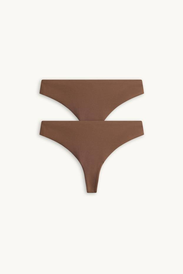 Dámské - Multipack 2 ks - neviditelná tanga - hnědá