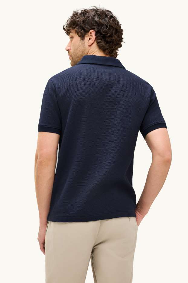 Herren - Poloshirt - Regular Fit - strukturiert - dunkelblau