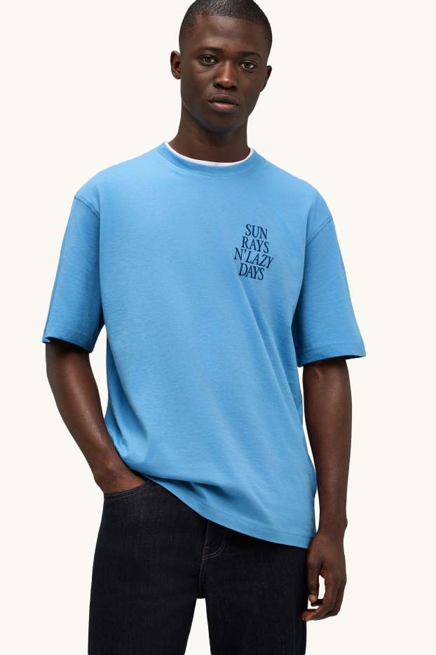 Hommes - T-shirt - regular fit - bleu clair