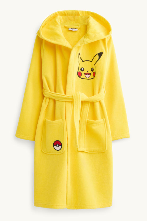 Kinderen: jongens - Pokémon - Pikachu - badjas van frotté, met capuchon - geel