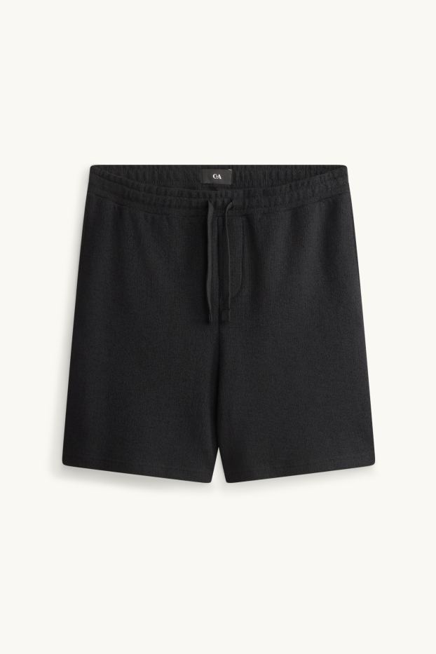Herren - Sweatshorts - strukturiert - schwarz