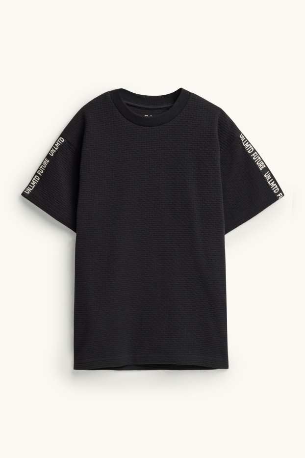 Children Boys - Short sleeve T-shirt - textured - black