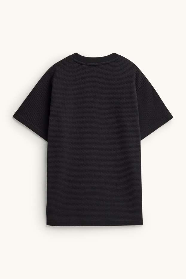 Children Boys - Short sleeve T-shirt - textured - black