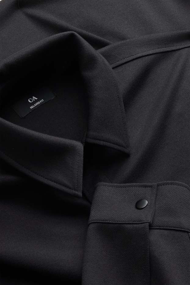 Men - Shirt jacket - relaxed fit - kent collar - black
