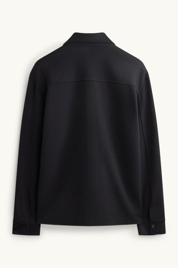 Men - Shirt jacket - relaxed fit - kent collar - black