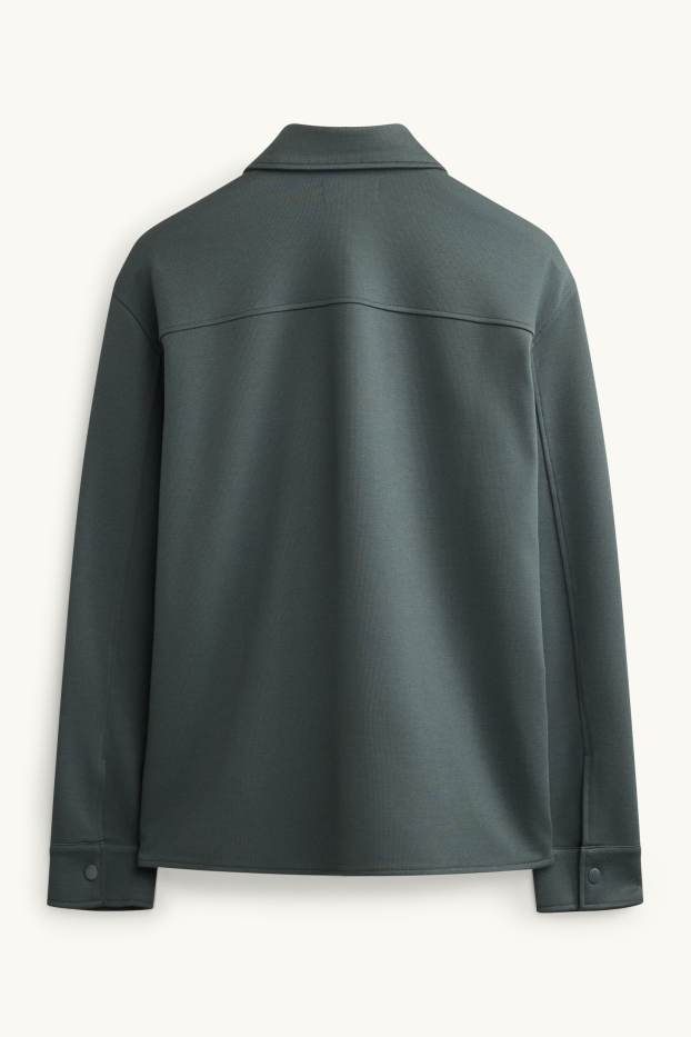 Men - Shirt jacket - relaxed fit - kent collar - dark green