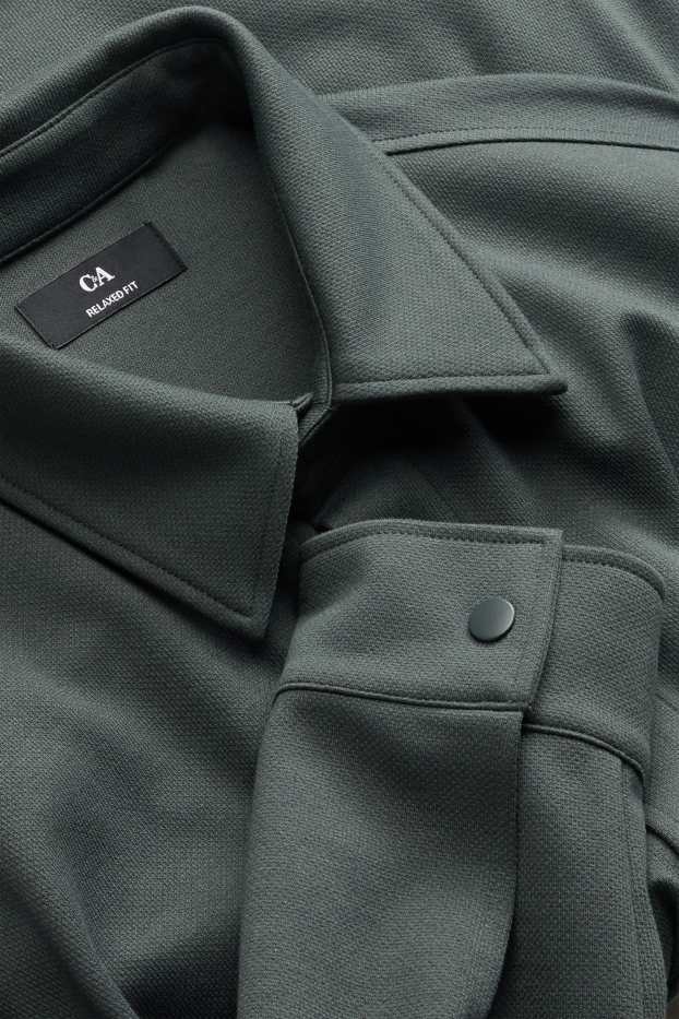 Men - Shirt jacket - relaxed fit - kent collar - dark green