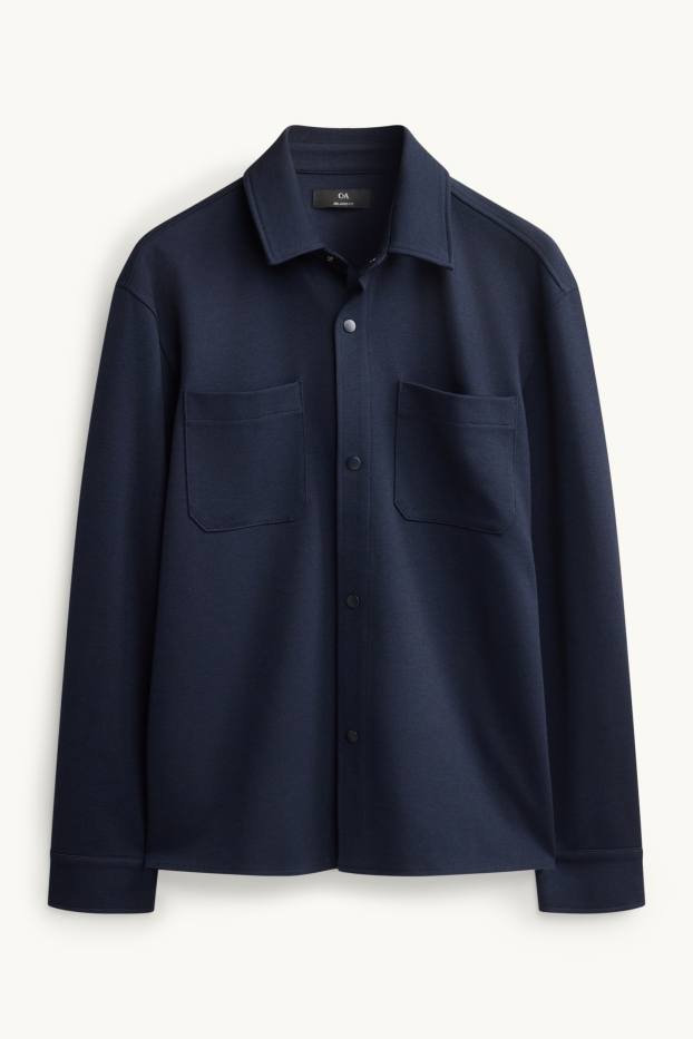 Men - Shirt jacket - relaxed fit - kent collar - dark blue