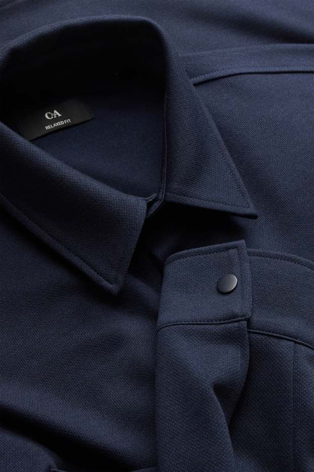 Men - Shirt jacket - relaxed fit - kent collar - dark blue