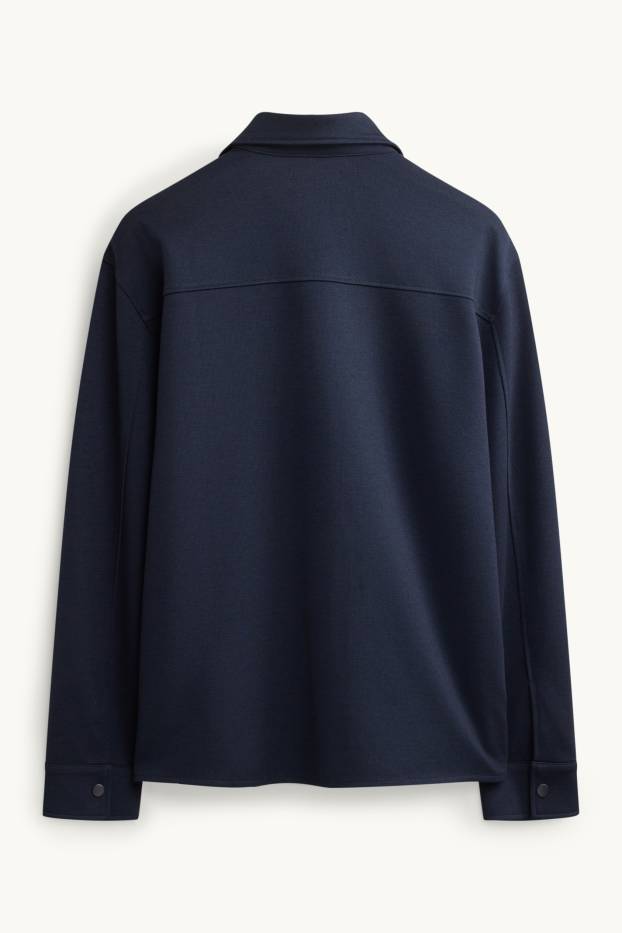 Men - Shirt jacket - relaxed fit - kent collar - dark blue