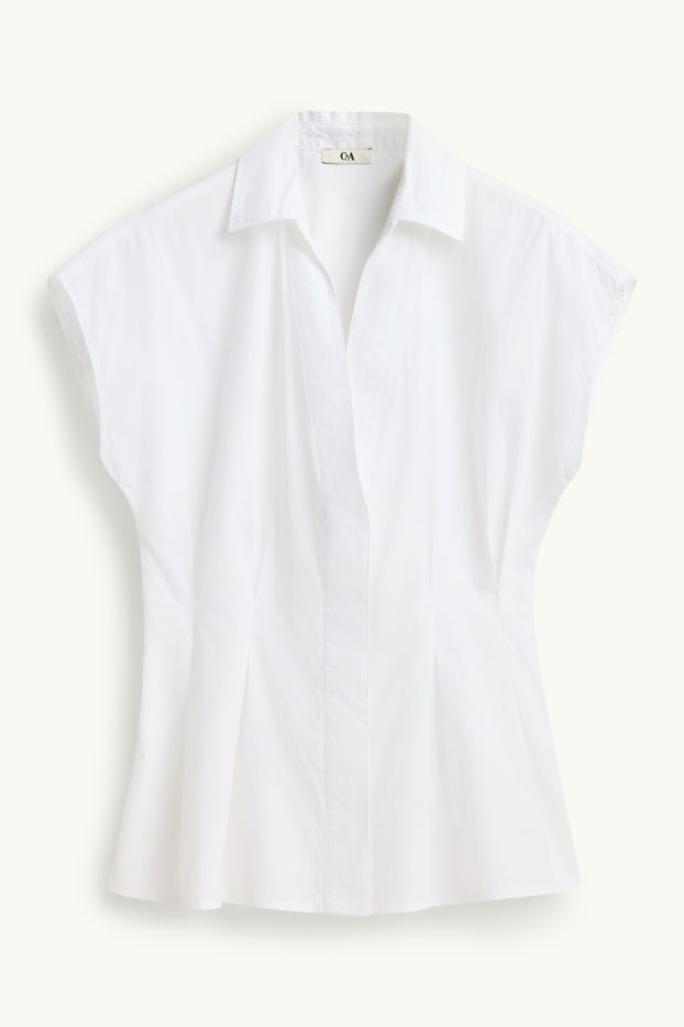 Damen - Bluse mit V-Ausschnitt - weiß