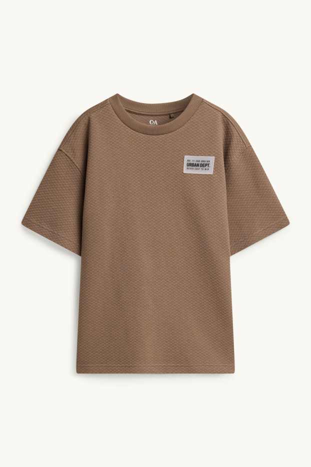 Kinder Buben - Kurzarmshirt - strukturiert - braun