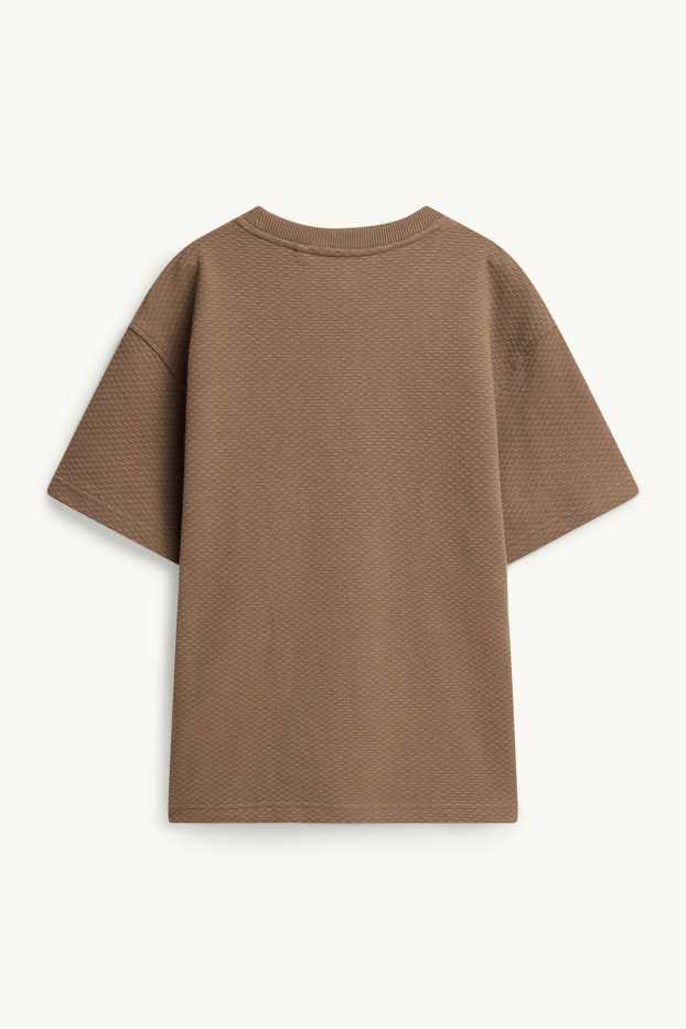 Kinder Buben - Kurzarmshirt - strukturiert - braun