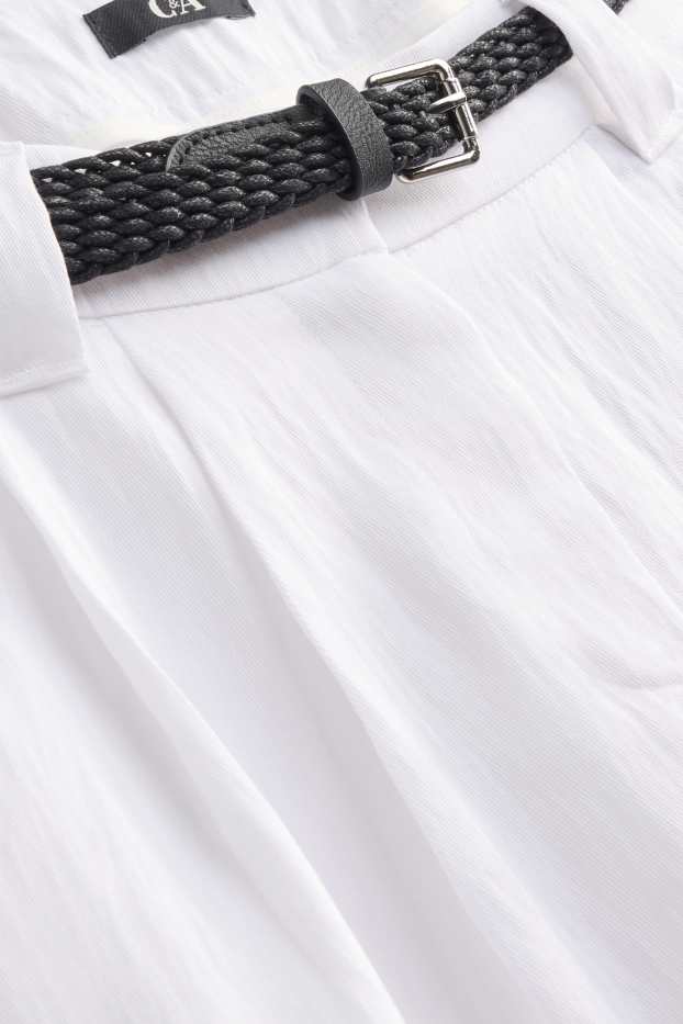 Donna - Bermuda con cintura - vita alta - bianco