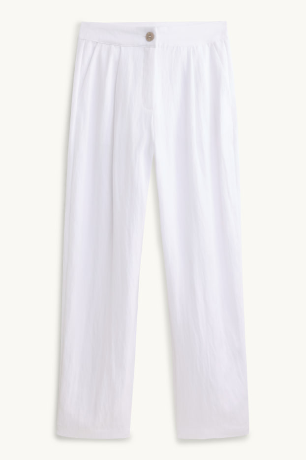 Dames - Pantalon - high waist - balloon leg - wit