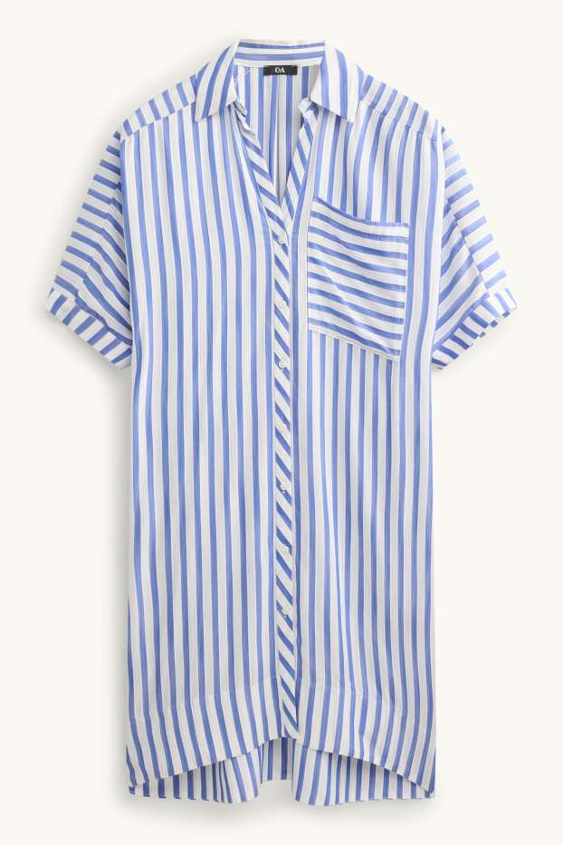 Damen - Blusenkleid - Straight Fit - gestreift - blau / weiß