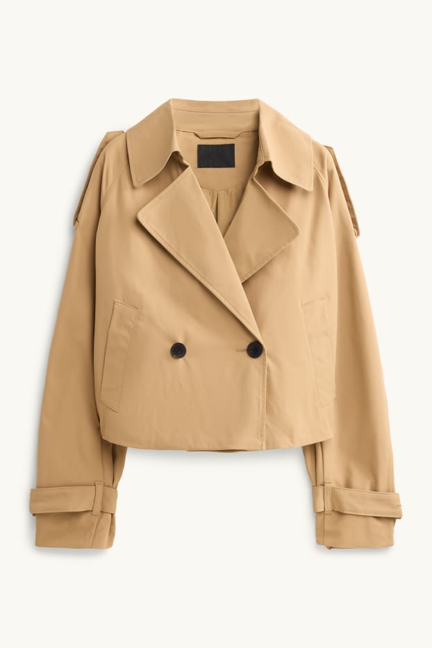 Damen - Crop Trenchcoat - hellbraun
