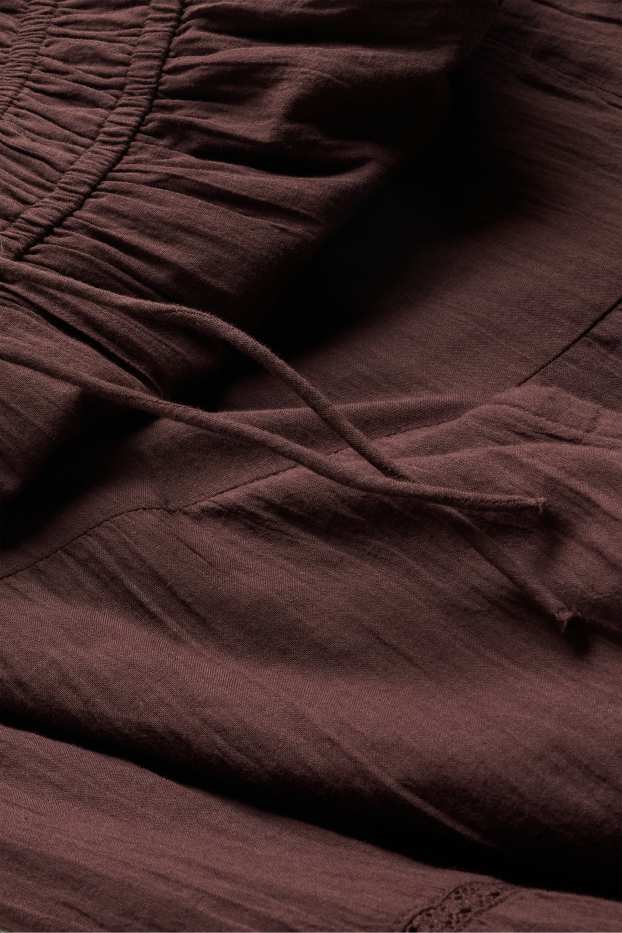 Damen - Fit & Flare Kleid mit V-Ausschnitt - dunkelbraun