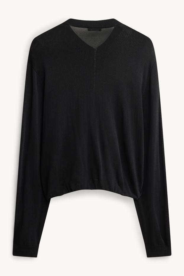 Femei - Cardigan tricotat - negru