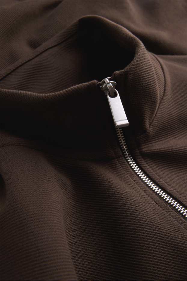 Herren - Sweatjacke - gerippt - dunkelbraun