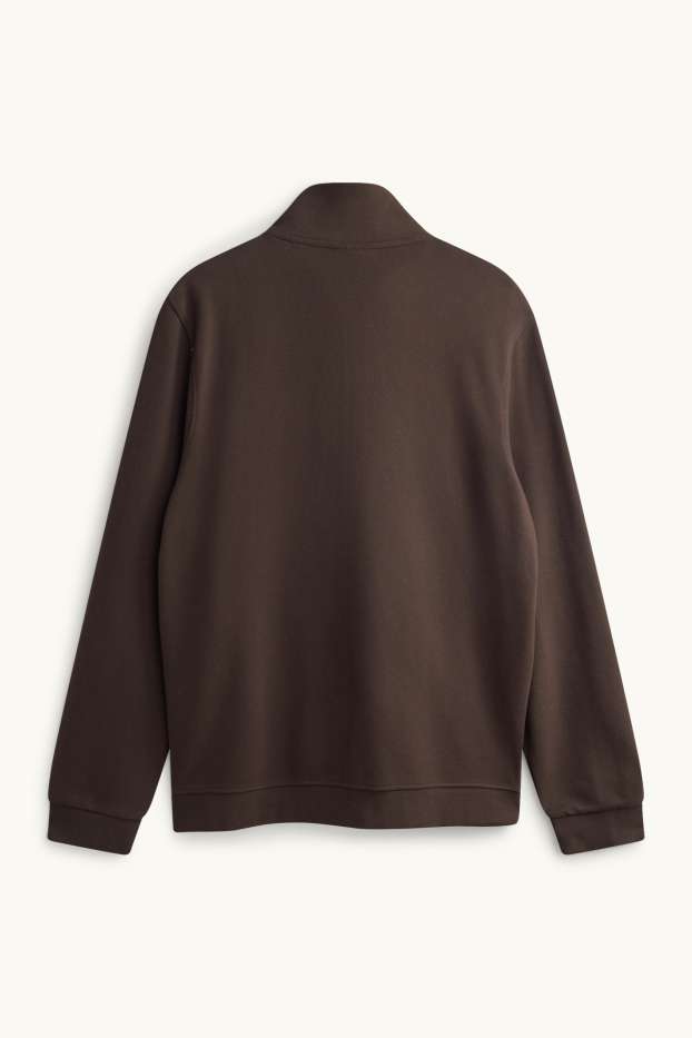 Herren - Sweatjacke - gerippt - dunkelbraun