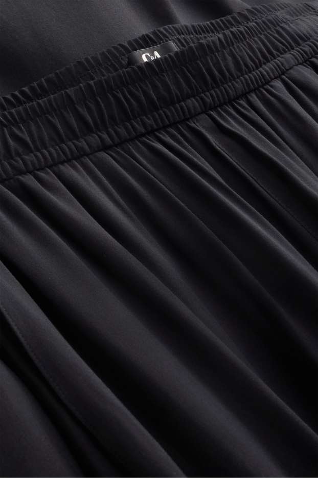 Damen - Crop Stoffhose - High Waist - Wide Leg - schwarz