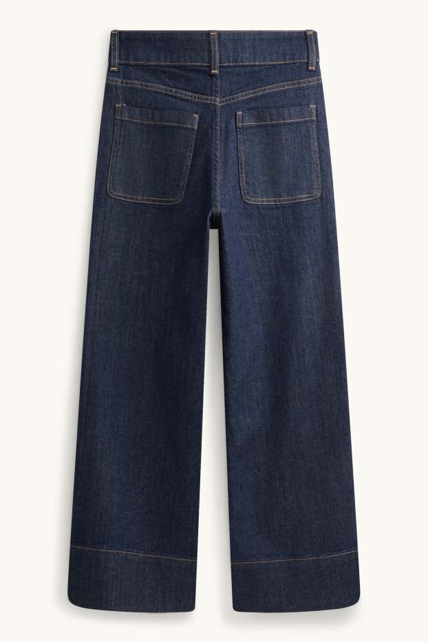 Femmes - Crop wide leg jean - high waist - jean bleu foncé
