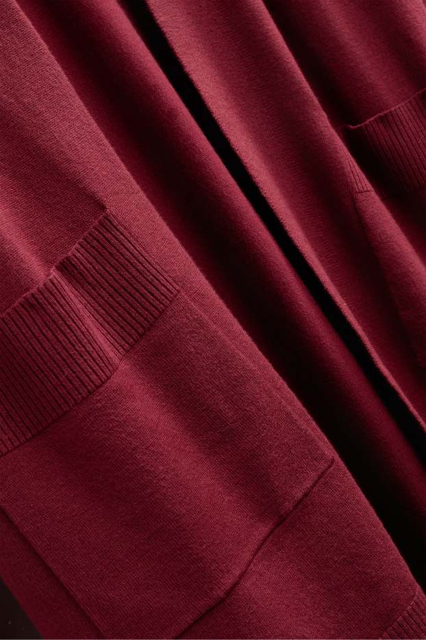 Damen - Lange Strickjacke - bordeaux