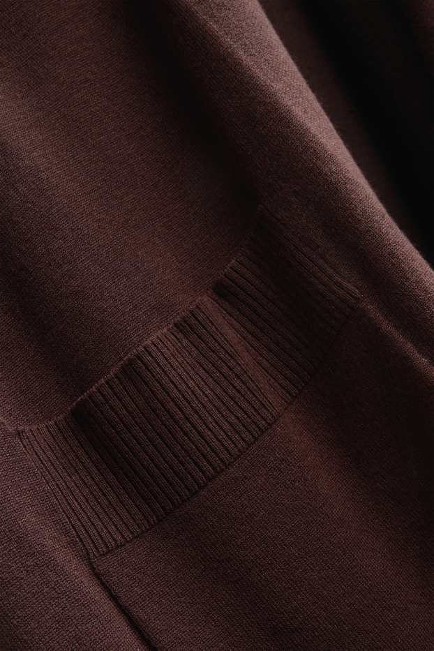 Damen - Lange Strickjacke - dunkelbraun