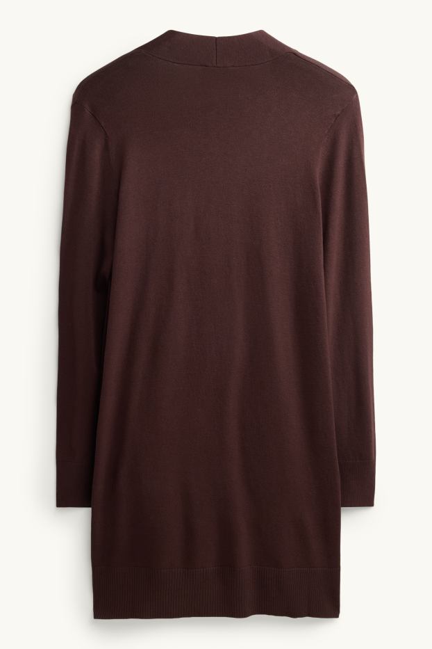 Damen - Lange Strickjacke - dunkelbraun