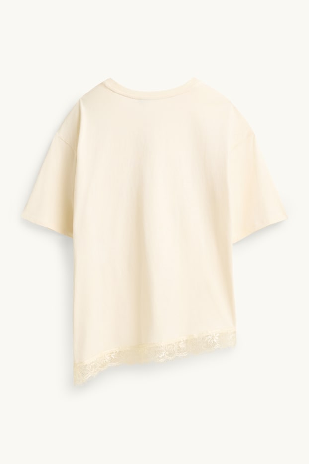 Dames - T-shirt - regular fit - crème wit