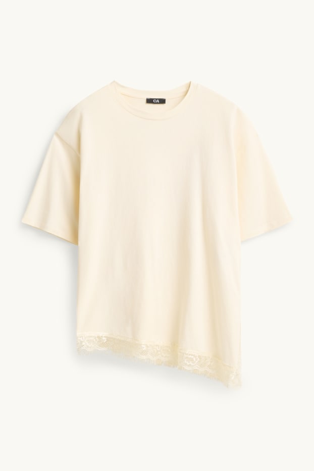 Dames - T-shirt - regular fit - crème wit