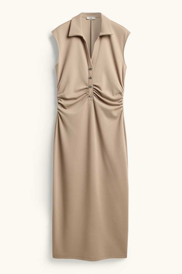 Femmes - Robe Bodycon - finition texturée - marron clair