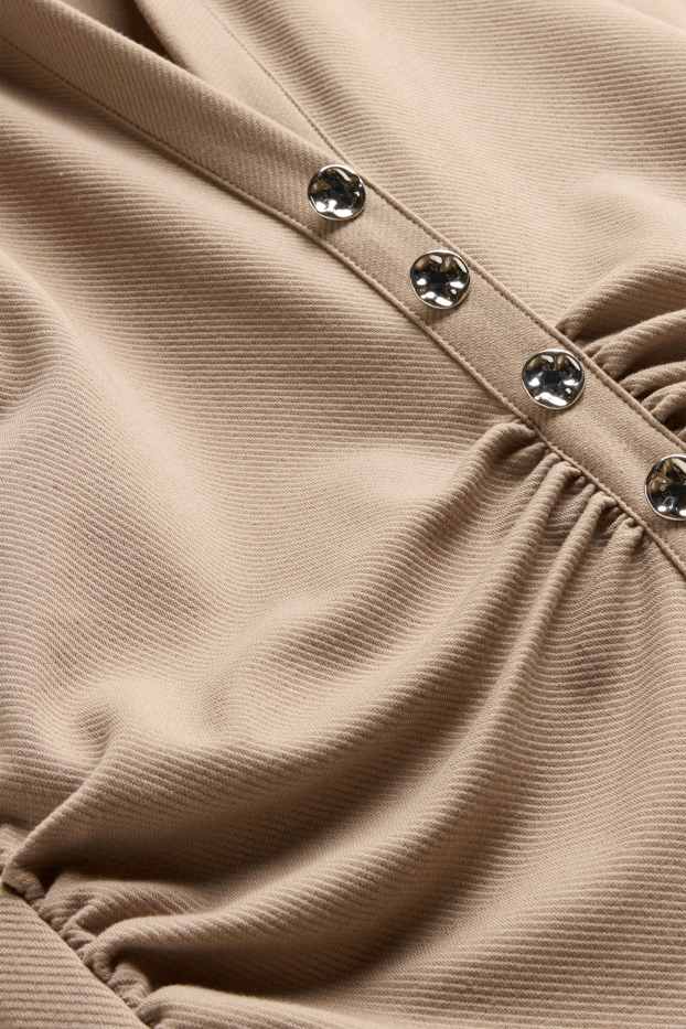 Femmes - Robe Bodycon - finition texturée - marron clair