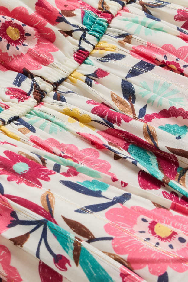 Children Girls - Floral - dress - shiny - pink