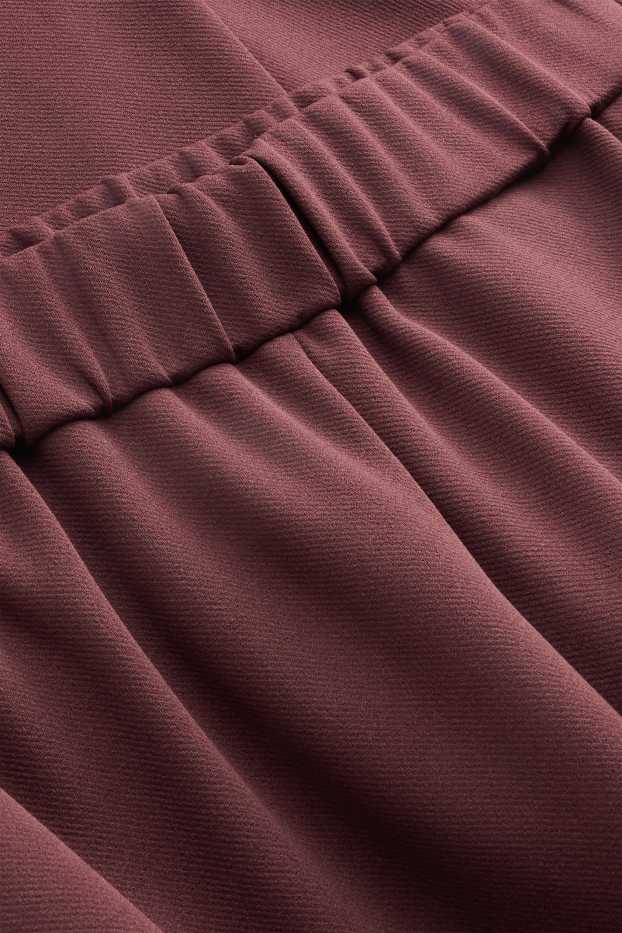 Femei - Pantaloni office - talie medie - wide leg - bordo