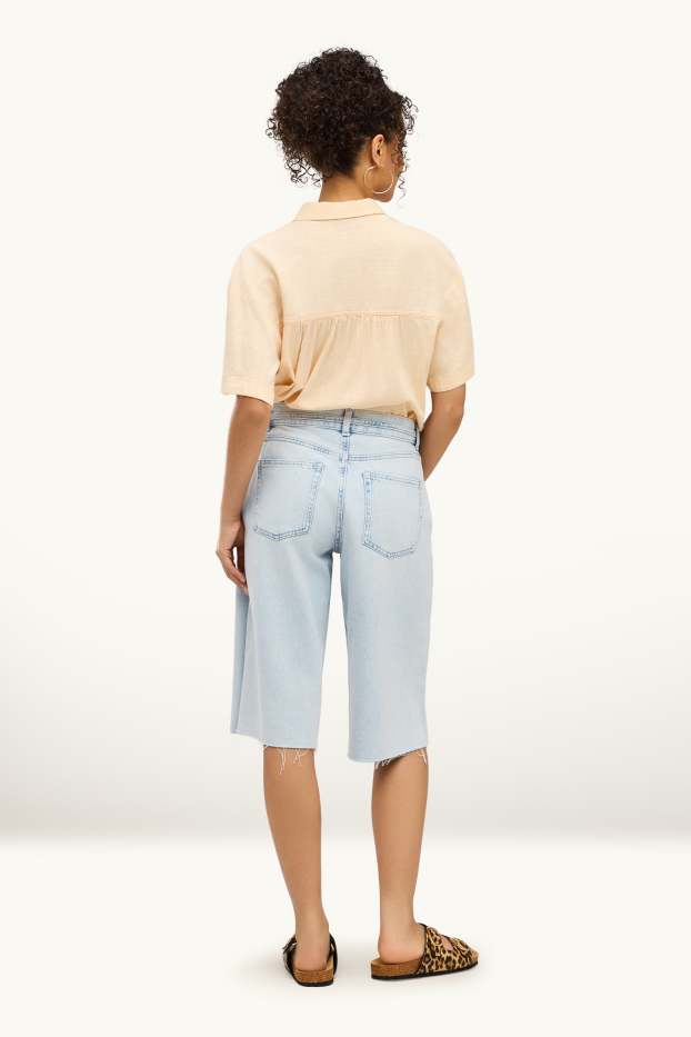 Dámské - Džínové bermudy - low waist - relaxed fit - džíny - světle modré