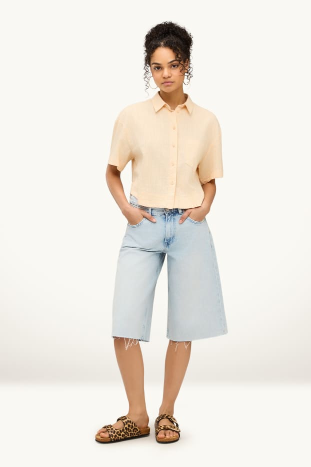 Dámské - Džínové bermudy - low waist - relaxed fit - džíny - světle modré