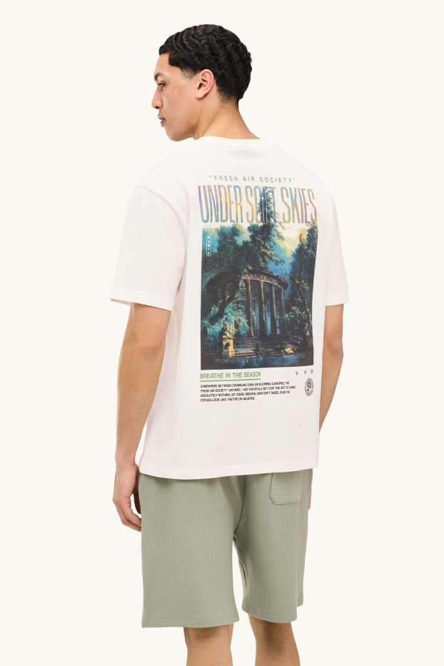 Pánské - Tričko - relaxed fit - bílá