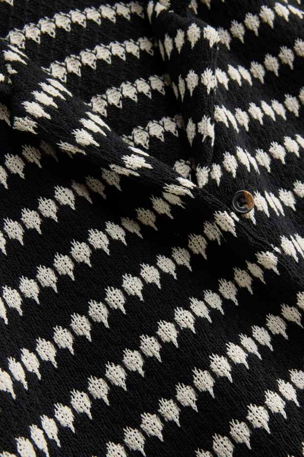 Damen - Strickjacke - gestreift - schwarz / weiß