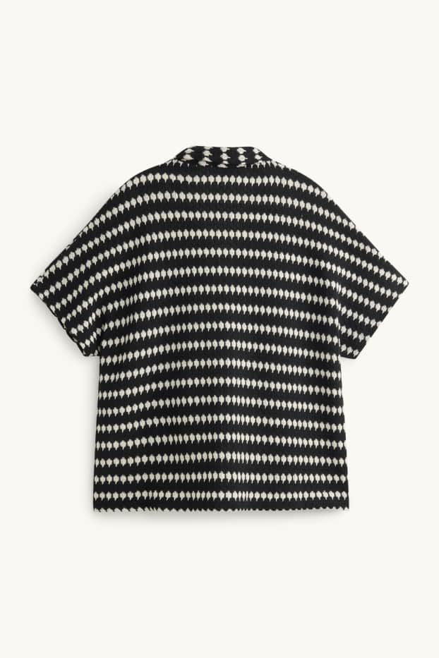 Damen - Strickjacke - gestreift - schwarz / weiß