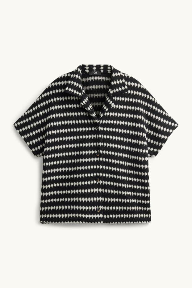 Damen - Strickjacke - gestreift - schwarz / weiß