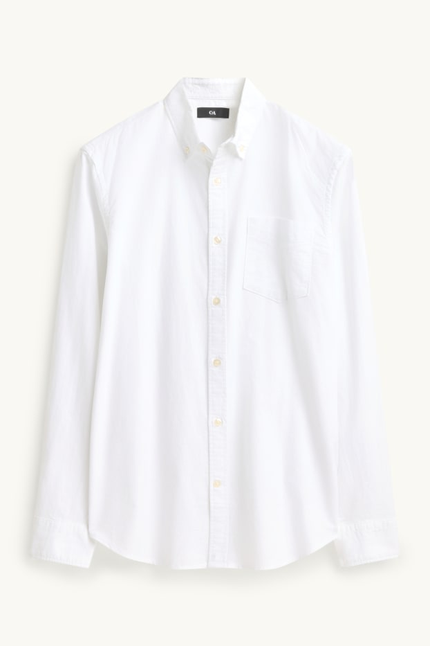 Uomo - Camicia - regular fit - button down - bianco