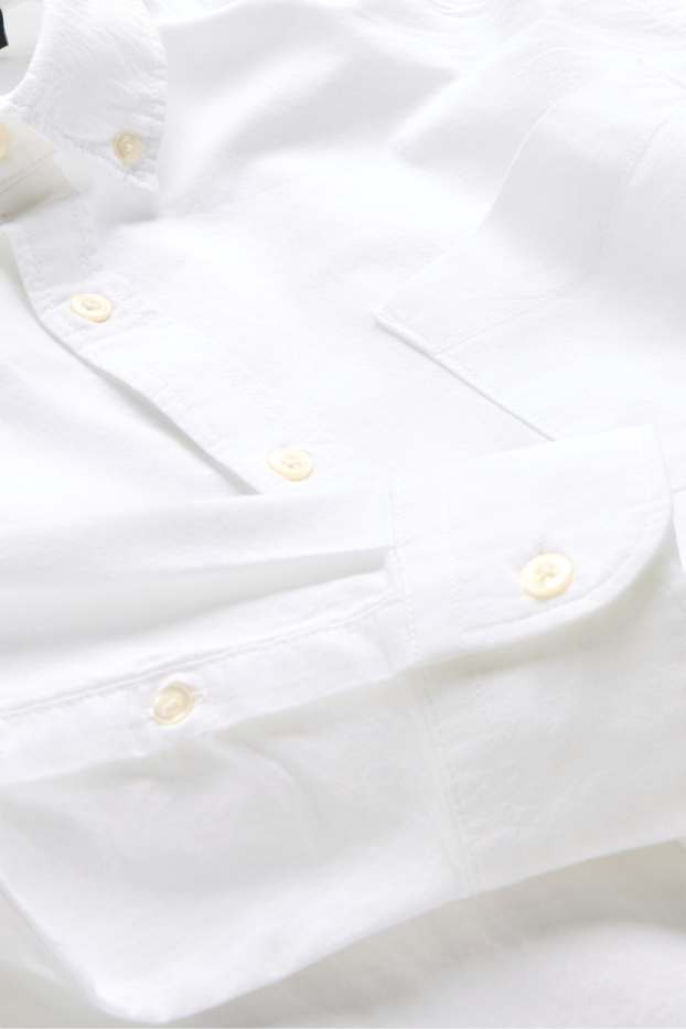 Uomo - Camicia - regular fit - button down - bianco