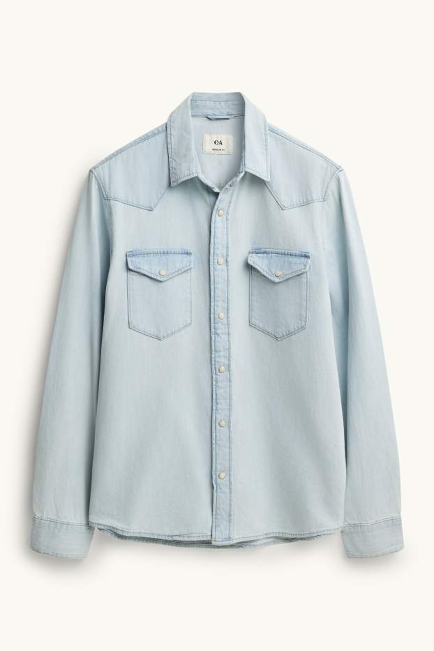 Hommes - Chemise en jean - regular fit - col kent - jean bleu clair